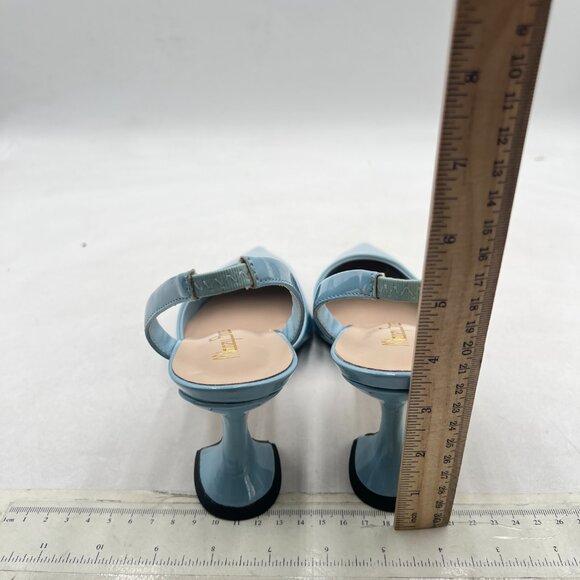 Milooey shoes Blue Pointed Toe Slingback Sandal Block High Heeled Slip On Pumps - Picture 4 of 7